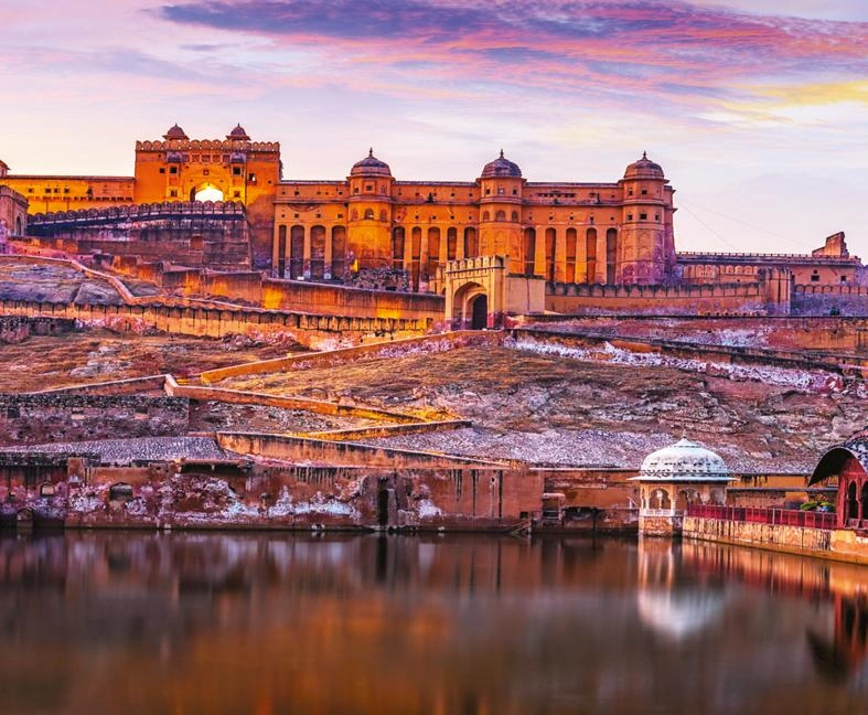 Amber Fort main palace gate and courtyard view in Jaipur