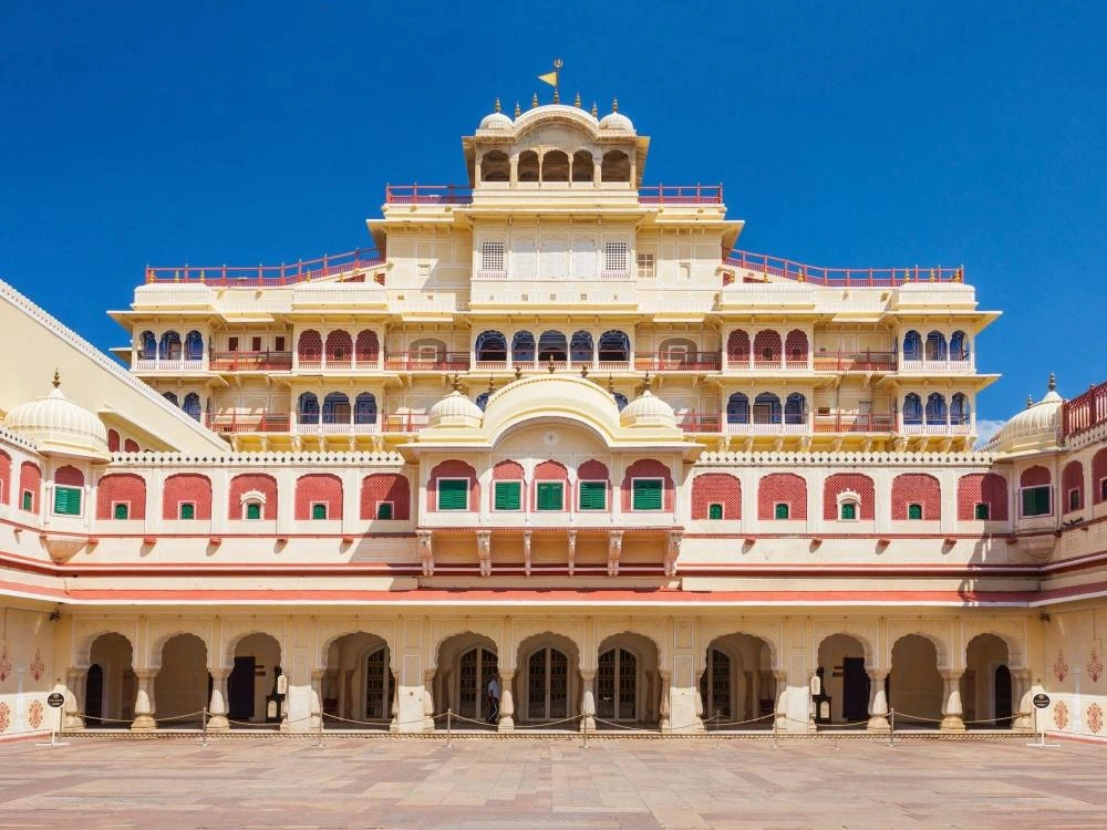 Parking area near City Palace in Jaipur Walled City narrow streets