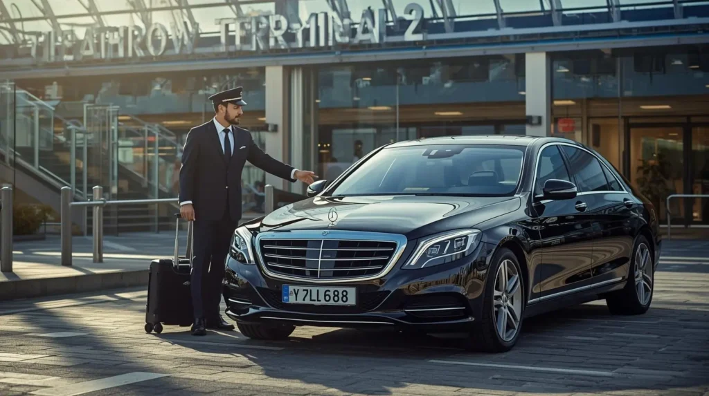 Delhi Airport taxi pickup at Terminal 3 with chauffeur-driven car and passenger luggage