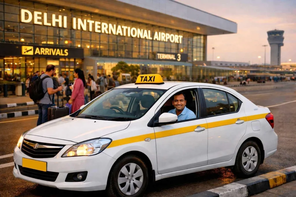 Delhi Airport to Noida taxi on a chauffeur-driven airport transfer